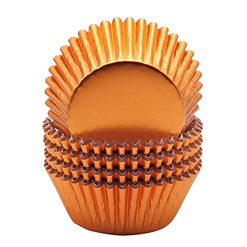 Image of Standard Orange Foil Cupcake Liners Muffin Baking Cups for Party and More, 100-Count