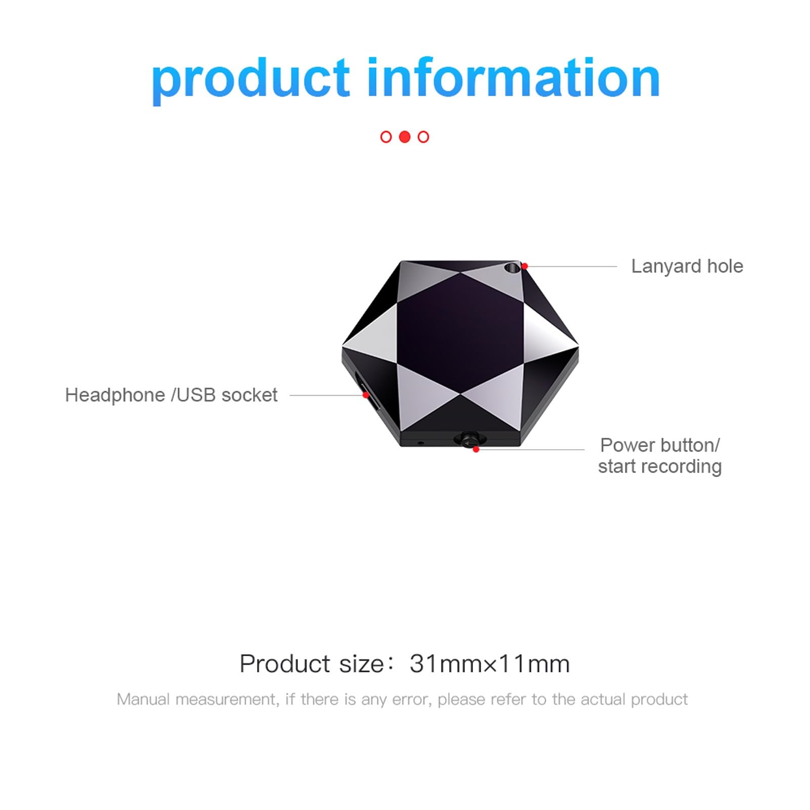 Mini Grabadora de Voz con Activación por Voz, Grabación HD de 192KBPS, Batería de Larga Duración y Cuerpo Magnético.Una grabadora de Voz Digital para entrevistas y Clases (32GB)