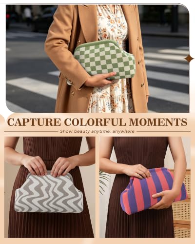 Image of Woven Clutch Purses for Woman,Summer Beach Purse for Vacation, Woven Striped Dumpling Bag,Crochet Evening Handbag