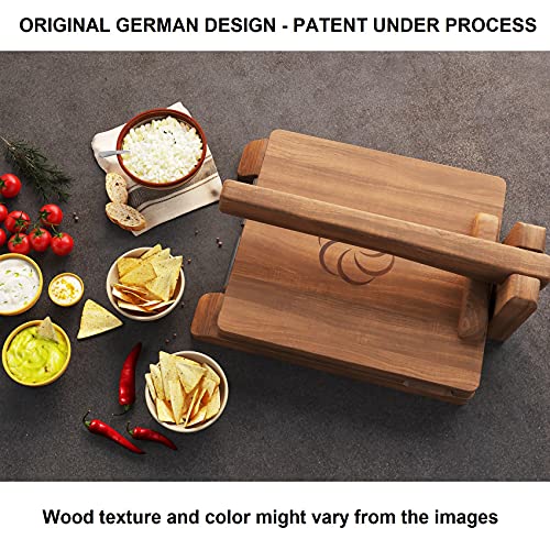 Panan Wooden Tortilla Press Mexican Tortillera Presser Made From Natural Food-Grade Acacia Wood - Large Wood Pataconera With 50 Pieces Parchment Paper, Dough Cutter And Recipes Ebook (Square 10") #TOP4