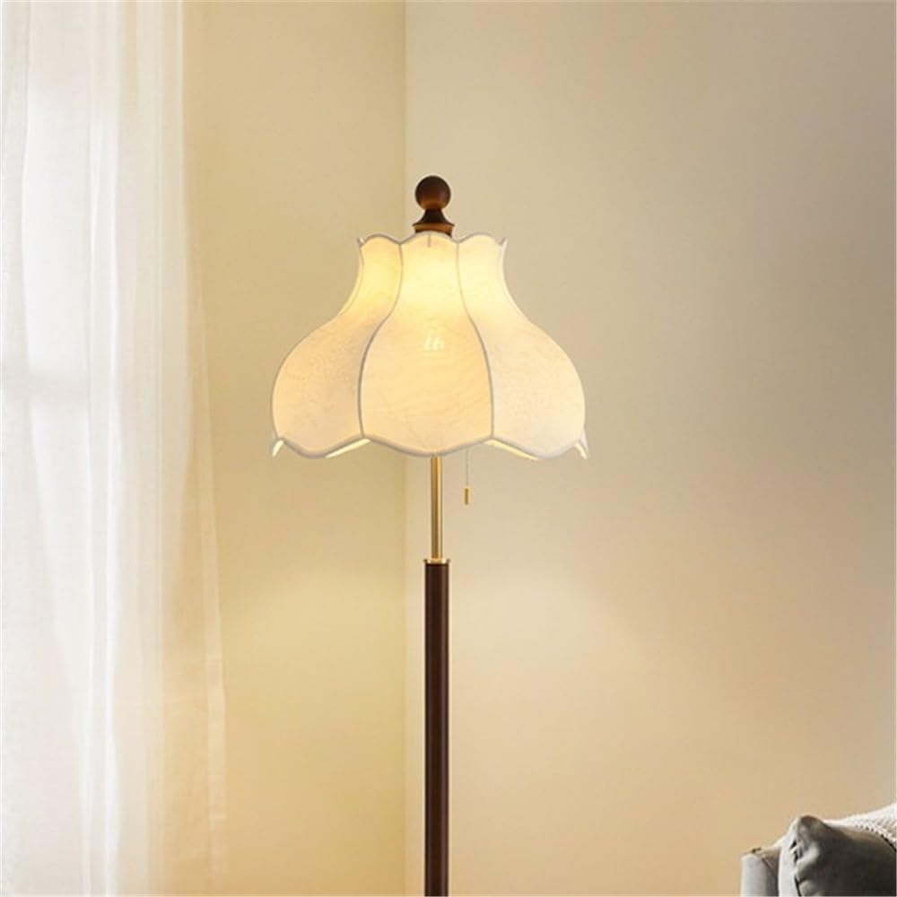Lampa podłogowa Lampa podłogowa w stylu vintage, brązowy abażur z płatkami, sypialnia, lampa stołowa pionowa, salon, sofa, nastrój