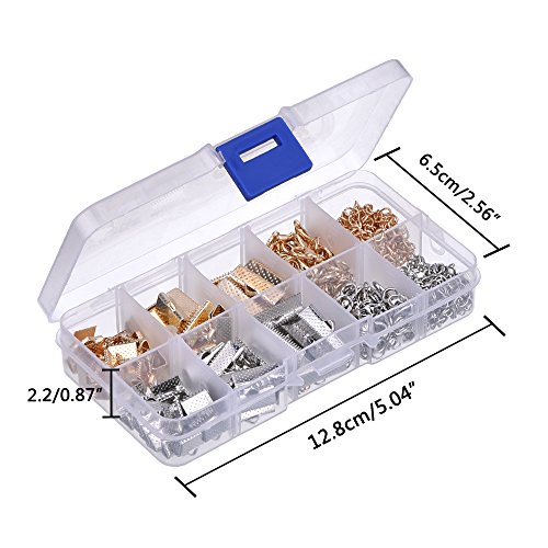 Outus Ribbon Bracelet Kit Bookmark Pinch Crimp Ends Lobster Clasps With Jump Rings And Chain Extenders, 370 Pieces (Multicolor A) #TOP4