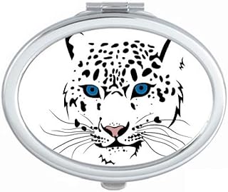 White Tiger Head Animal Art Deco Gift Fashion Mirror Portable Fold Hand Makeup Double Side Glasses
