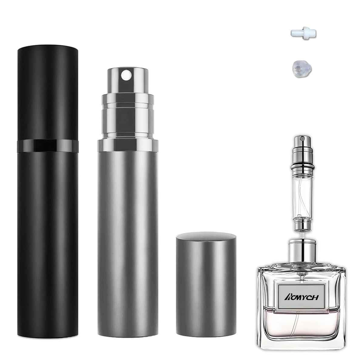 ACMYCH 2PCS Perfume Travel Refillable Bottle, Bottom-Filling Fragrances Perfume Atomizer, Empty Mini Cologne Dispenser, Portable Sprayer Pocket Size