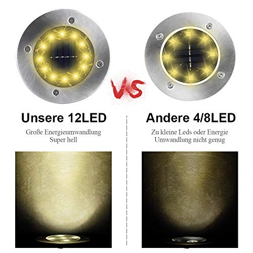 AIGUOZER - Set di 4 lampade solari da giardino a