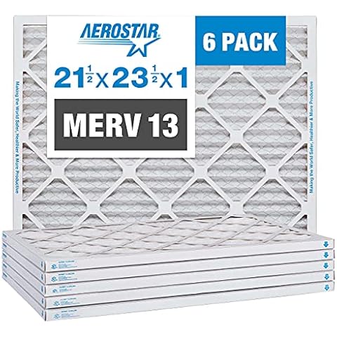 Aerostar 21 1/2x23 1/2x1 MERV 13 Pleated Air Filter, AC Furnace Air Filter, 6 Pack (Actual Size: 21 1/2" x 23 1/2" x 3/4") Cover
