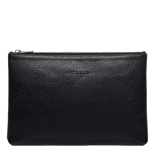 Trousse de toilette NEA en cuir véritable noir fait main pour femme voyageant avec élégance