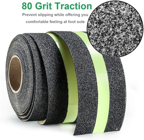 Image of Slyford Anti-Slip Safety Grip Tape, Non-Slip Grip Adhesive Tape to Indoor or Outdoor Stair, Green Glowing in The Dark Non Skid Stage Safety Tape, Easy Apply & Remove (50MM x 5 Meter)