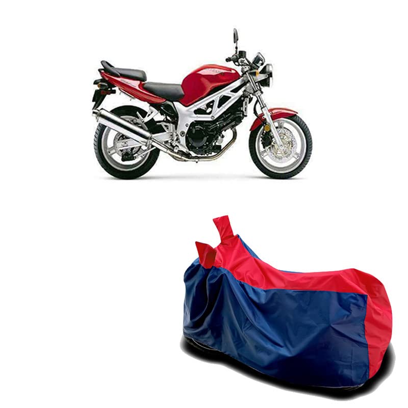 HEDWING- Motorcycle Bike Cover Compatible for Suzuki SV 650 BS6 Water Resistance Dustproof UV Protection Indor Outdor Parking with All Varients Full Body (Nevy and Red Color)