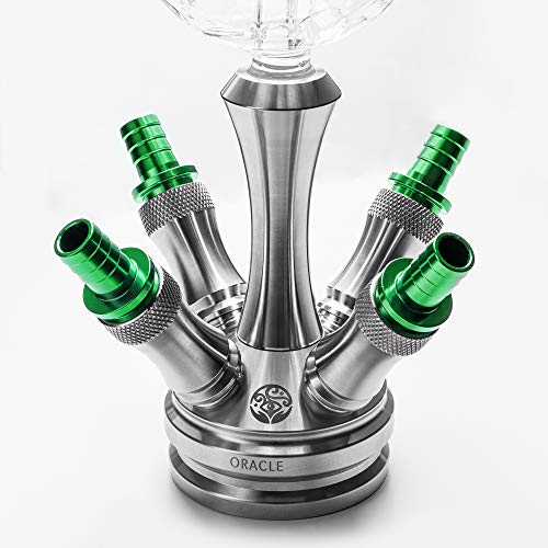 ORACLE HOOKAH® Edelstahl Shisha Set 4 Anschlüsse - mit Shisha Zubehör Kopf Schlauch Mundstück und Molassefänger (Shisha… – Bild 3