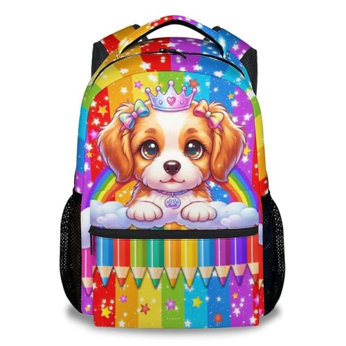 GiftoFLUX Kids Backpack for Girls - Cute School Bag with Dog Water Resistant Toddler Bookbag for Kindergarten/Elementary/Daycare (17 Inch)