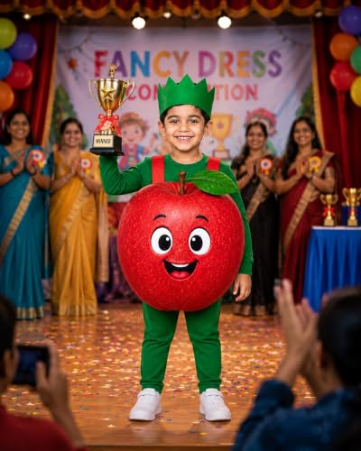 Image of Raj Costume Kids Fruit & Vegetable Fancy Dress Costume | Soft Felt Fruit and Vegetable Cutout Costume for Boys & Girls | School Annual Function