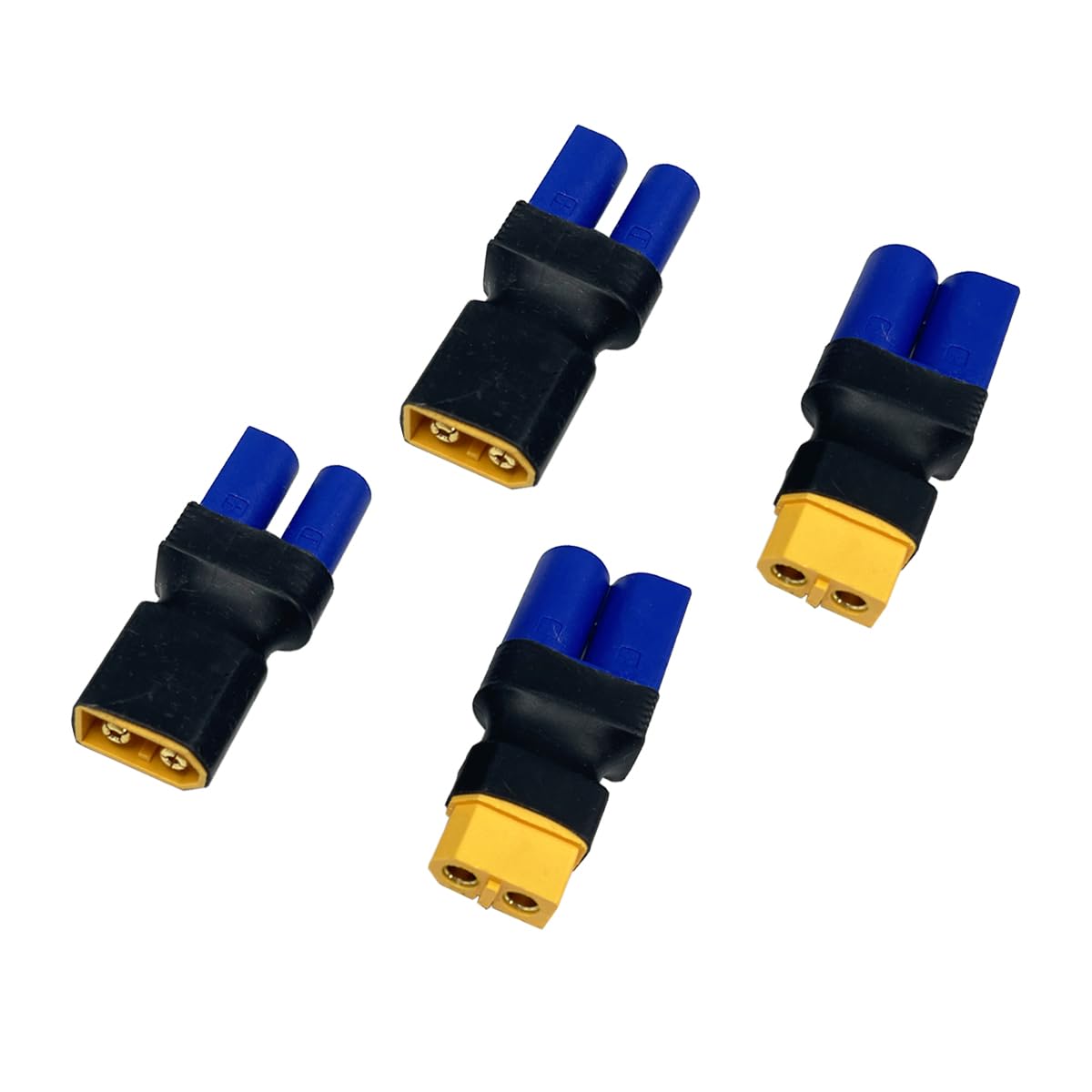 4pcs 2Pairs XT60 Plug Connector to EC5 Plug Connector 2pins Female Male Adapter Connector for RC FPV Drone Car Lipo NiMH Battery Charger ESC (XT60 to EC5 2Pairs)
