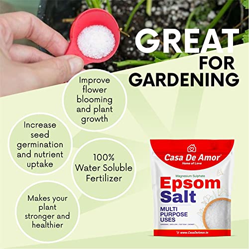 Casa De Amor Premium Epsom Salt for Soothe Muscles, Rejuvenate Skin, and Boost Plant Growth, Body to Soak, Refresh & Garden (900 gm) - Image 4