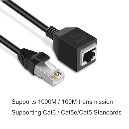Cable de Extensión Ethernet 2 Pack, 1 Pie RJ45 Macho a Hembra miniatura 2