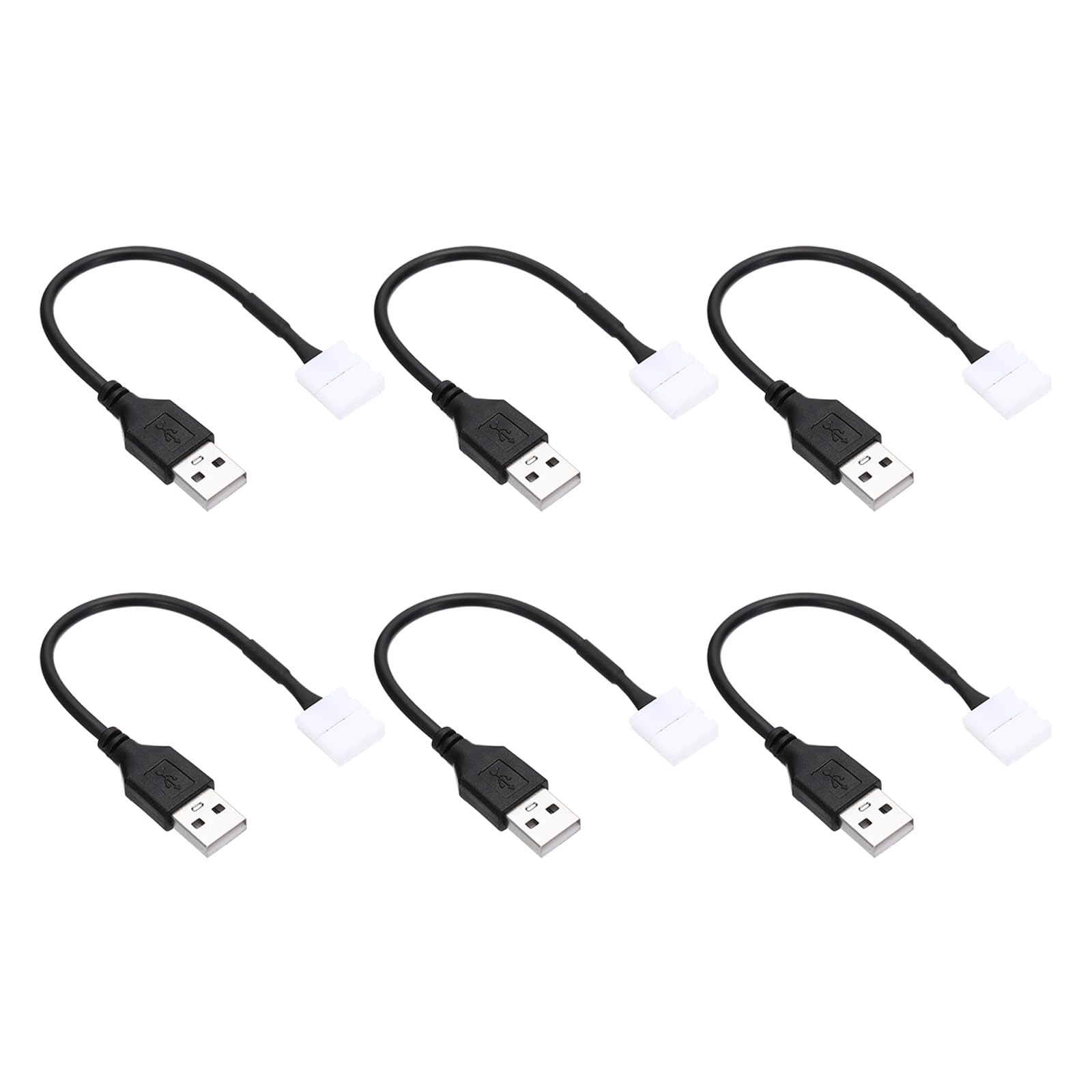 PATIKIL LED Strip Connector Cable, 6 Pcs USB to 2 Pin Quick Solderless Adapter Extention Wire Power Cord for 5050 10mm Width Strip Lighting