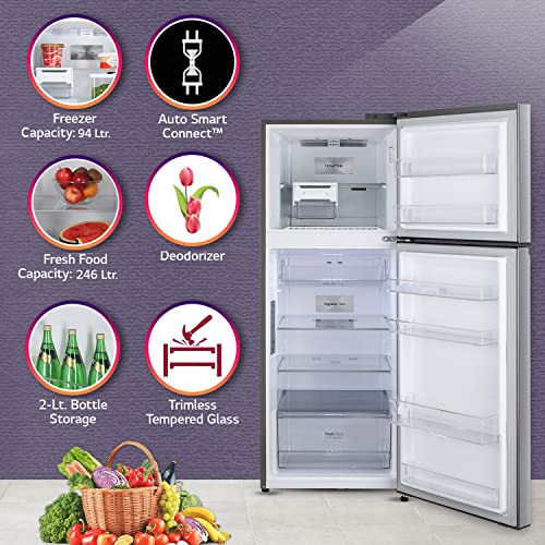 Image of LG 340 L 3 Star Frost-Free Smart Inverter Wi-Fi Double Door Refrigerator Appliance (GL-T342VPZX, Shiny Steel, Convertible & Door Cooling+, 2022 Model)