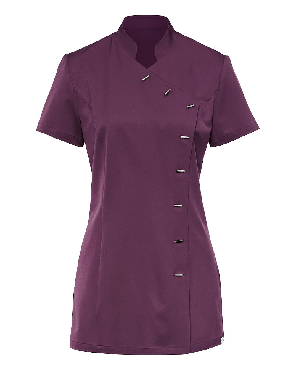 CLINIC DRESS Kasack Damen |1/2 Arm | Slim Fit | 4-Wege-Stretch | asymmetrische Knopfleiste | Stehkragen | Länge ca .75cm | Industriewäsche geeignet | 60 Grad Wäsche