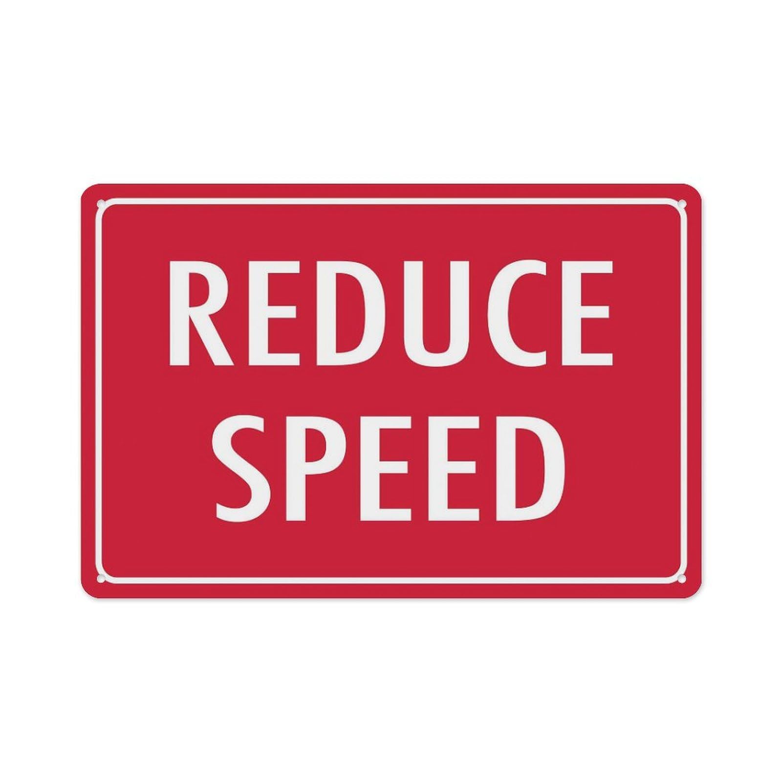 Peiyeety A09 Reduce Speed Red Sign Aluminum Tin Warning Signs For Home Outdoor Garden 12X16 Inches