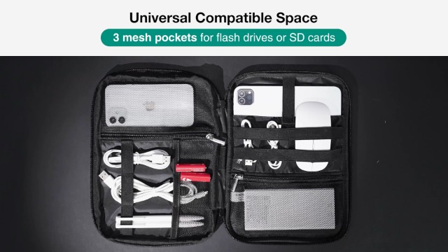PRISE UNIVERSELLE,Ardoisé--Sac de rangement universel pour accessoires électroniques, sacoche de