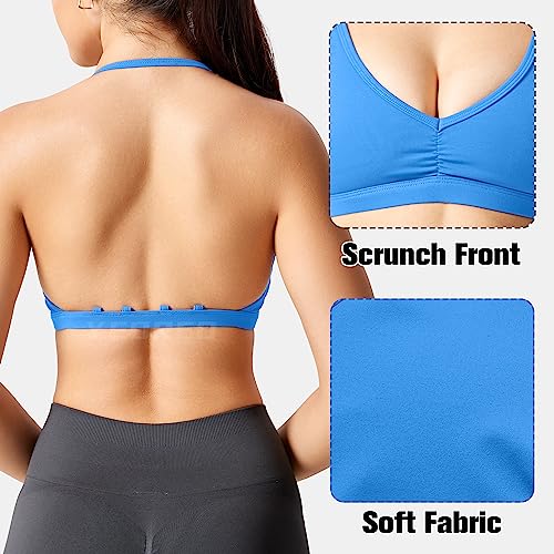 Image of YEOREO CoreFlex Sports Bras for Women Padded Strappy Open Back Workout Top | Light Impact Criss Cross Bra Yoga Gym Crop Top