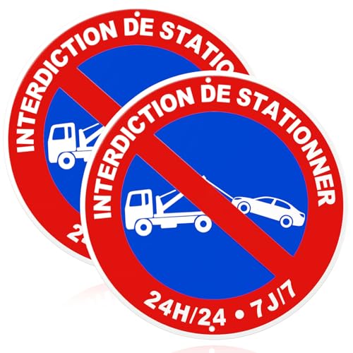 Panneau Interdiction de Stationner pour Parking Privé, Signalisation Claire et Résistante – Ronds 19x19 cm, Panneau Stationnement Interdit pour Usage...