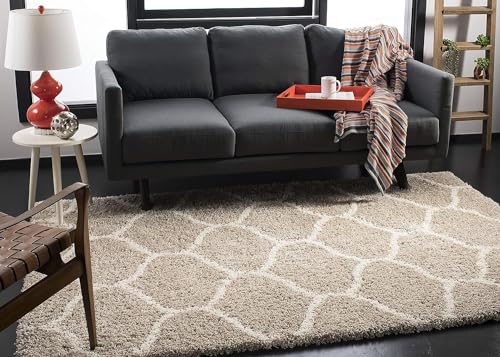 Image of Carpet for Hallway, Kitchen, and Modern InteriorsCarpetCozy Shag Runner for Living Room, Bedroom & Office Decor ETC Size 4x6 feet, Patten-Solid Beige B