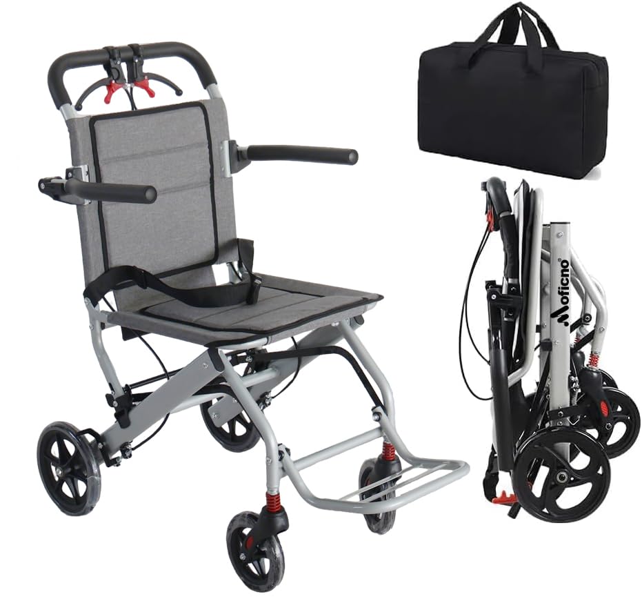 Wheelchairs for Adults,Transport Lightweight Foldable with Flip-up armrests, Portable Folding Travel Wheel Chairs for Seniors（220 lbs Weight Limit）