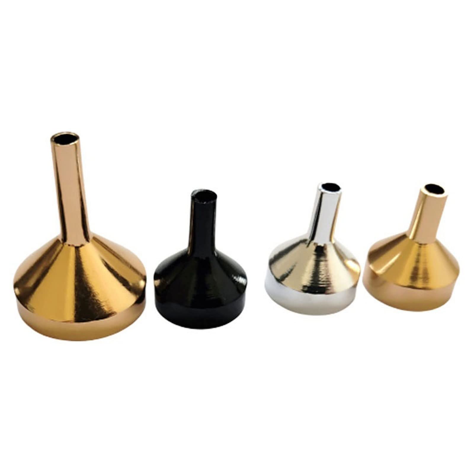 Embudo 5 Piezas Mini Embudos de Metal for Llenar Botellas Pequeñas Transferencia de Líquido Recambio Perfume Aceite Esencial Herramienta Dispensadora de Líquidos(Silver,S)