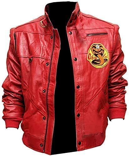Johnny Lawrence karate kid Red Leather Jacket For Mens