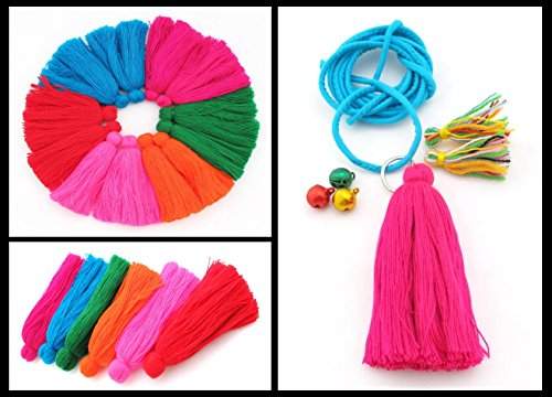 Handmade thread cotton tassel, Yarn tassel, Lisu rope, Bell & accessories. DIY craft supplied are perfect for jewelry making, clothing, home decorations and other crafty things you can create (FL63) - Thumbnail 6