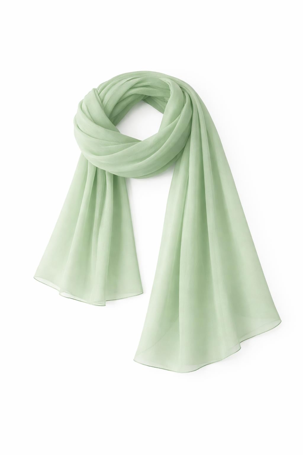 Women's Chiffon Dupatta, Green, Lightweight Sheer Scarf, Plain Solid, Long Stole for Kurti, Suit & Saree-image-4