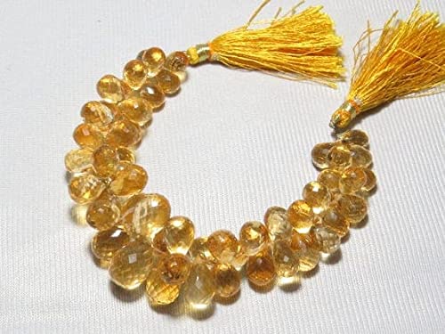 Citrine naturelle en gouttes facettées LKBEADS 6x12-11x16 mm pour enfilage de 8 pouces