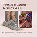 FAUSTO FST FKAWC-19018 GREY-38 Women Grey T-Strap Slip On Ethnic Sandals with Rhinestone Strap | Wedge Ortho Slip-On Slippers | Perfect for Wedding, Festive Outfits (5 UK) gallery image