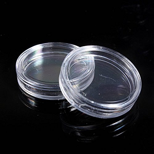 Kuuddker 10 pzs Caja de Monedas de plastico Transparente Redonda pequena 27mm