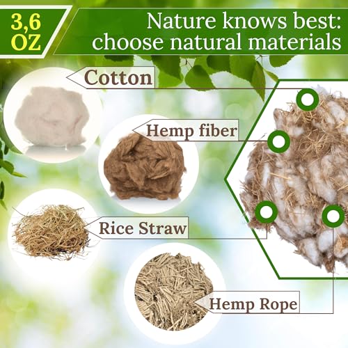 Image of Hummingbird Nesters Bird Nesting Material Holder for Wild Birds Humming Bird House Materials Gifts for Bird Watching Nature Lovers Refillable Outdoor (Bird-Safe Natural Fiber Mix)