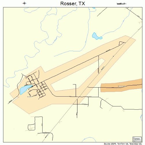 Large Street & Road Map of Rosser, Texas TX Printed poster size wall