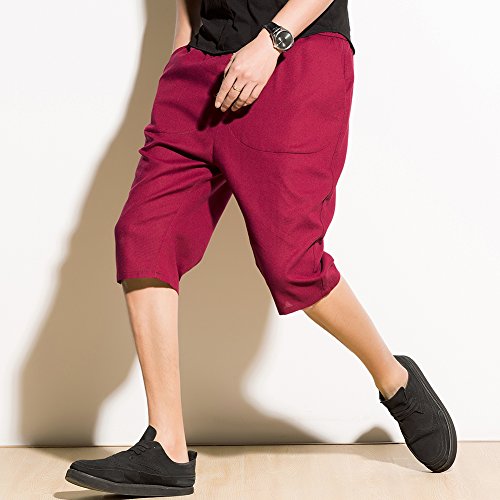 最安値 Harrms サルエルパンツ メンズ ハーフパンツ 半パンツ 麻 ズボン ショートパンツ 袴パンツ 7分丈 クロップドパンツ ゆったり ワイドパンツ 短パン 夏 無地 スウェット 調整紐 大きいサイズ 10カラー 9811 の価格比較