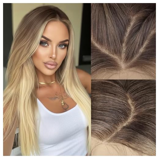 AISI HAIR 13x4 HD Lace Front Wig Mixed Blonde Pre Plucked With Baby Hair Straight Glueless Synthetic Wigs for Women 28inch Beginner Friendly