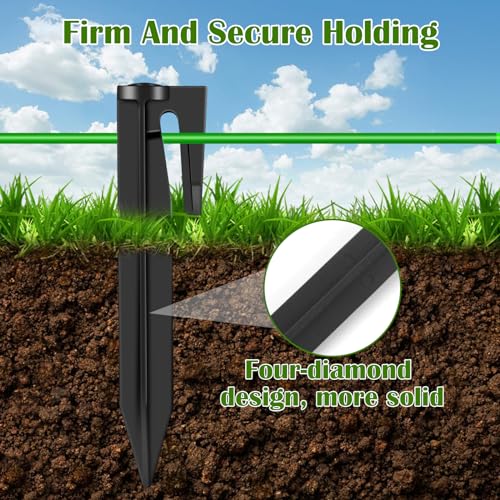 GROFIS 100 Stück Erdnägel für Mähroboter Begrenzungskabel, Haken Erdanker aus Stabile PP, Erdnägel Heringe Erdspieße Nagel für Rasenroboter Begrenzungsdraht Zelt Camping,... – Bild 3