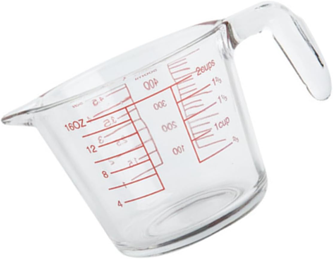 OUNONA Capacity Heat Resistant Glass Measuring Cup with Scale Graduated Kitchen Cup for Baking Milk Juice and More Household Measuring Tool