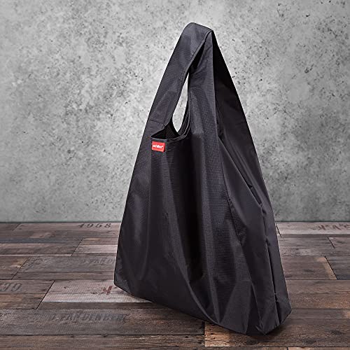 achilles 2er Set Einkaufstaschen, Stabile Tragebeutel wiederverwendbar, Faltbare Beutel aus 100% Polyester, Federleicht und platzsparend, Basic Shopper, 38x46x11cm (Schwarz)