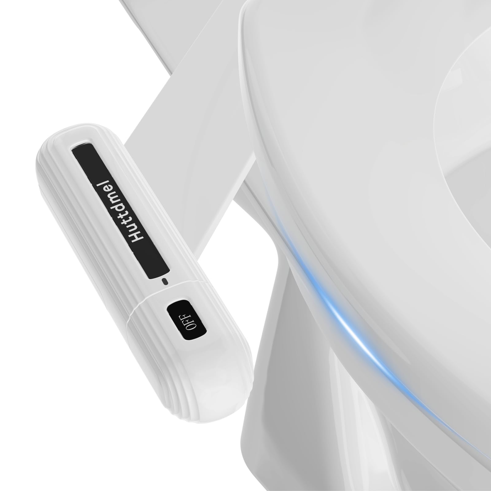 Bidet pour toilette ultra fin Huttdmel à double buse avec pression réglable en noir
