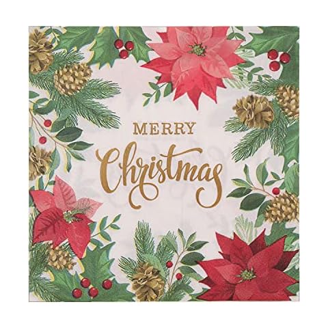 WedDecor Christmas Poinsettia Paper Napkins Cover