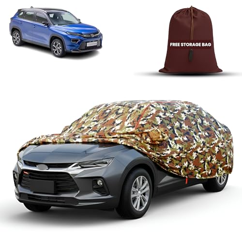Image of MORNYRAY Car Cover for Toyota Urban Cruiser | Fully Waterproof Car Body Cover | with Mirror & Antenna Pocket | Dustproof, Windproof & Anti-Scratch Lining, Camouflage