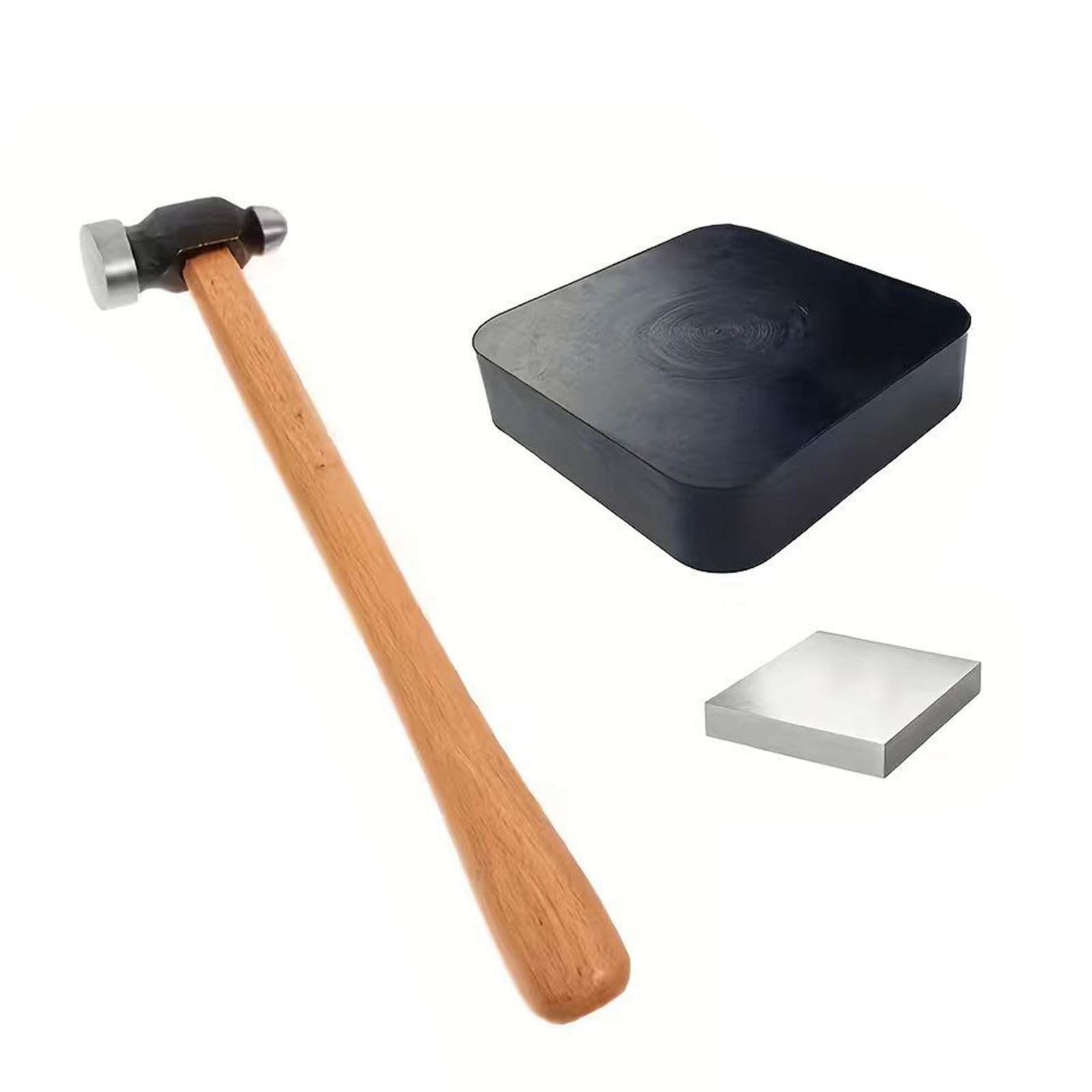 3-teiliges multifunktionales Schmuck Bastelwerkzeug mit Silikonmatte, Holzbasis und Eisenhämmern für Modebegeisterte Eisen Schmuckhammer