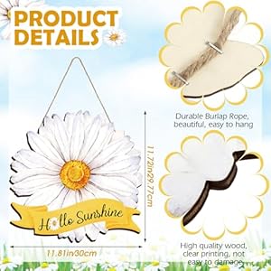 Yookeer hello summer door sign summer wreaths for front door hanger rustic wooden daisy wall decor flower flip flops welcome hanging sign for home office indoor outdoor decorationdaisy  urban country home decor