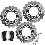 Arashi 特大フロントとリアのブレーキディスクローターヤマハ T-MAX500 T-max 500 Tmax500 2008-2011 用 オートバイ交換アクセサリーブラック 2009 2010