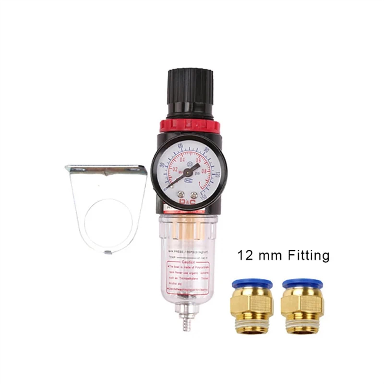 AFR2000 AFC2000 Filtro regolatore pneumatico Unità di trattamento aria Pressostati Manometro for compressore con raccordi(AFR 12mm fittings)
