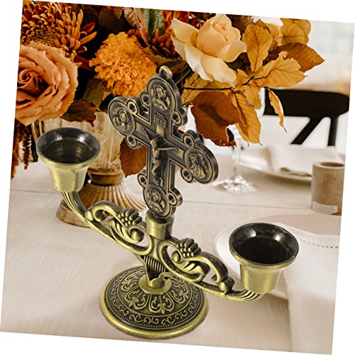 DOITOOL Castiçal De Igreja Cristã Estátua De Crucifixo Católico Castiçal Cruzado Castiçal Cônico Cru